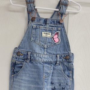 Children's 2T denim overalls with butterfly iron on patches